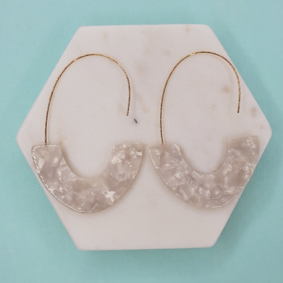 5 for $25 White Acrylic Hoop Resin Earrings - Picture 3 of 6